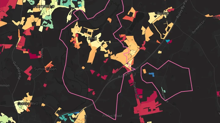 House price heatmap showing property values across Send