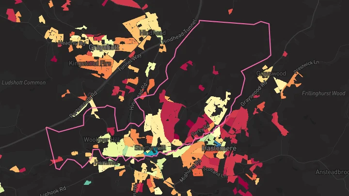 House price heatmap showing property values across Haslemere
