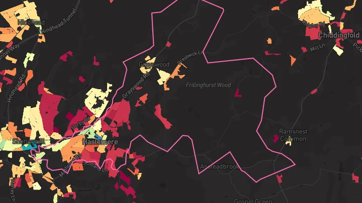 House price heatmap showing property values across Haslemere