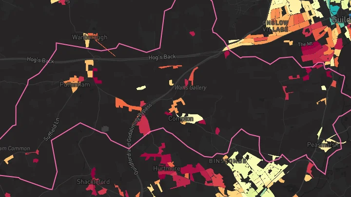 House price heatmap showing property values across Compton