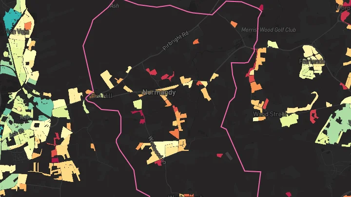 House price heatmap showing property values across Normandy