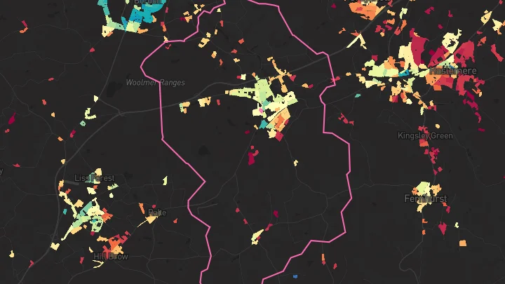 House price heatmap showing property values across Liphook