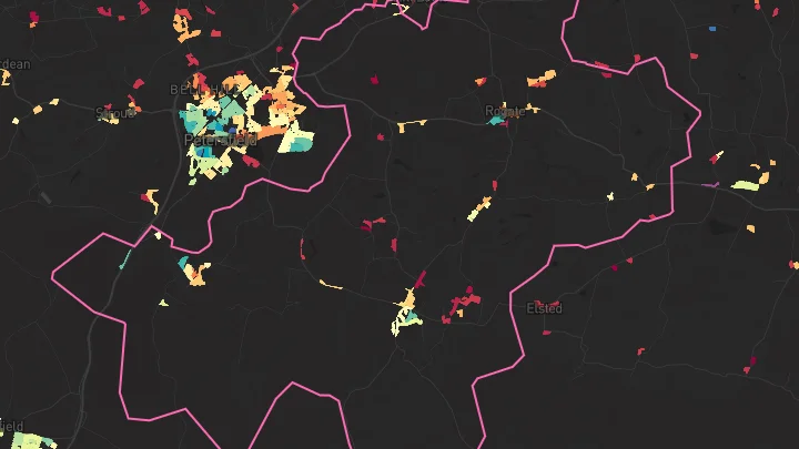 House price heatmap showing property values across Rogate