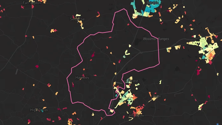 House price heatmap showing property values across Greatham