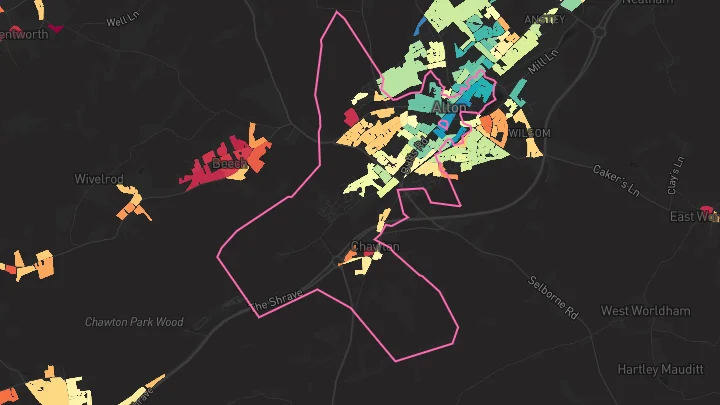 House price heatmap showing property values across Alton