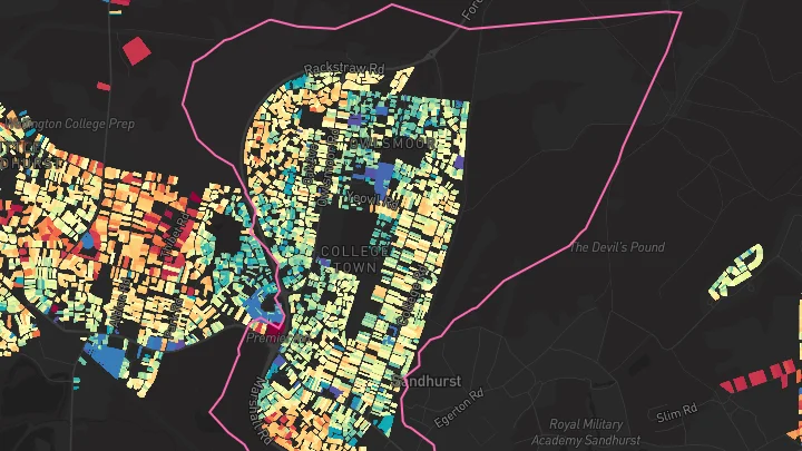 House price heatmap showing property values across College Town