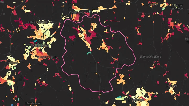 House price heatmap showing property values across Bramley