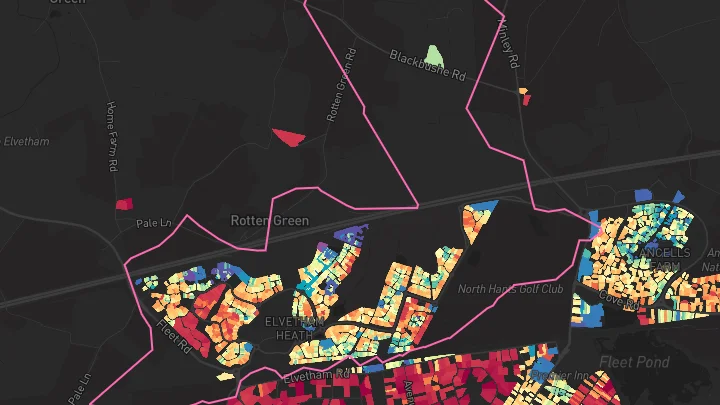 House price heatmap showing property values across Fleet