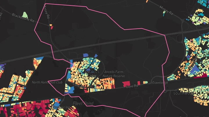 House price heatmap showing property values across Fleet