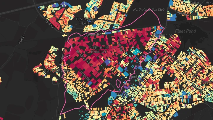 House price heatmap showing property values across Fleet