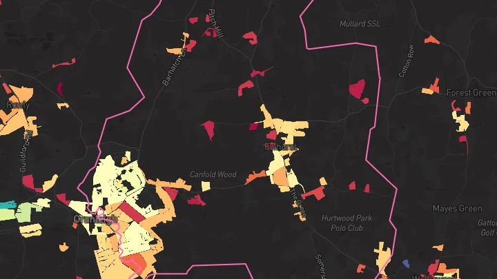 House price heatmap showing property values across Cranleigh