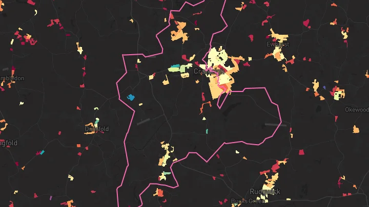 House price heatmap showing property values across Cranleigh