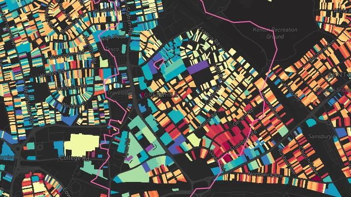 House price heatmap showing property values across Harrow And Wealdstone