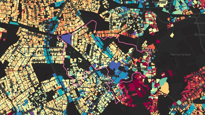 House price heatmap showing property values across South Harrow
