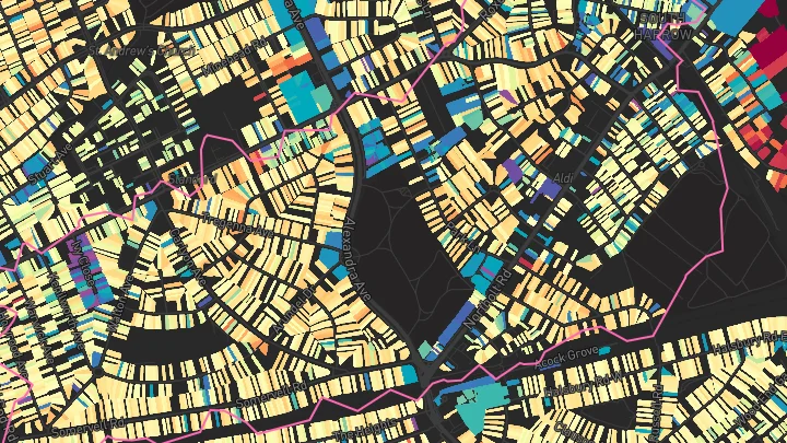 House price heatmap showing property values across Northolt Park