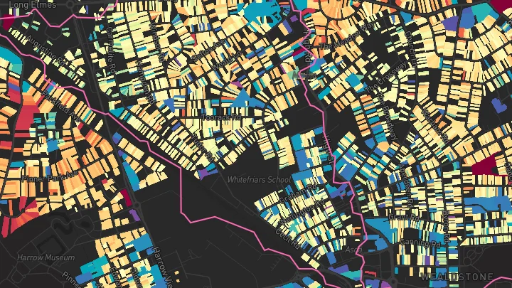 House price heatmap showing property values across Harrow And Wealdstone