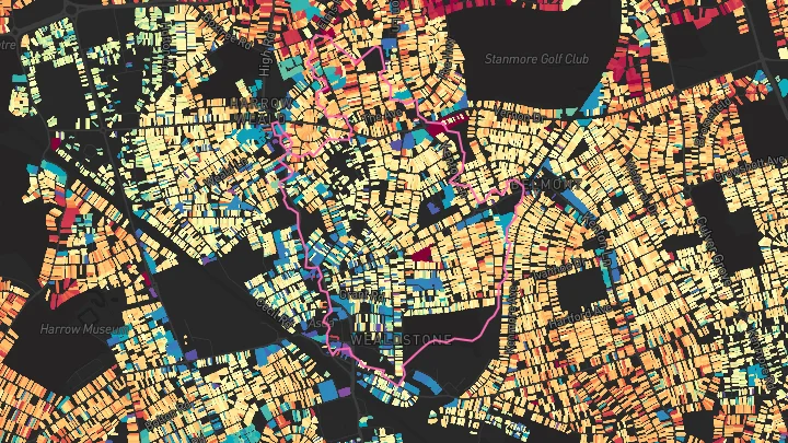 House price heatmap showing property values across Harrow And Wealdstone