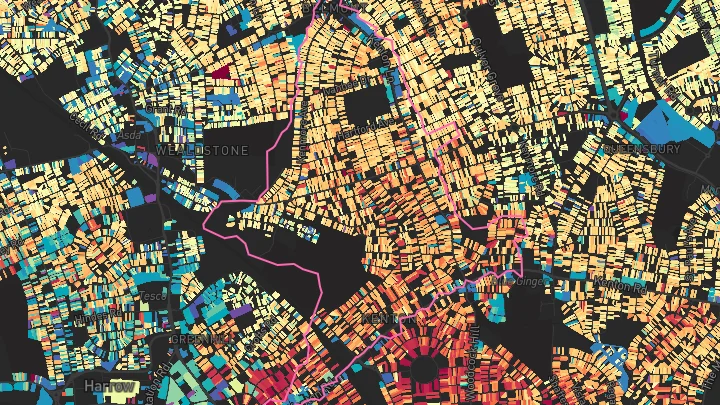 House price heatmap showing property values across Kenton