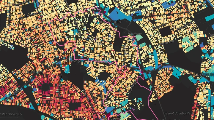House price heatmap showing property values across Queensbury