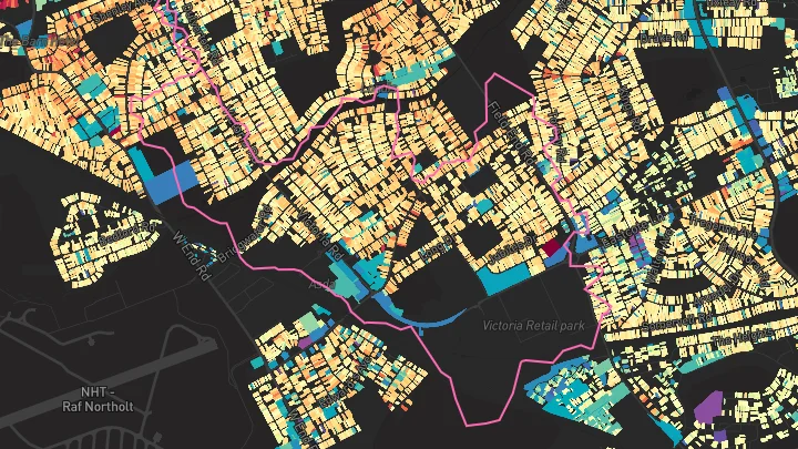 House price heatmap showing property values across South Ruislip