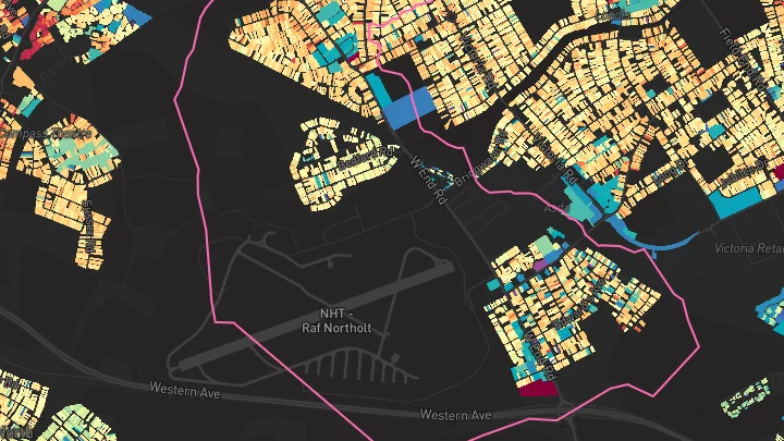 House price heatmap showing property values across South Ruislip