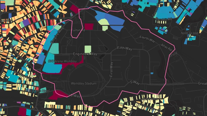 House price heatmap showing property values across Wembley Park