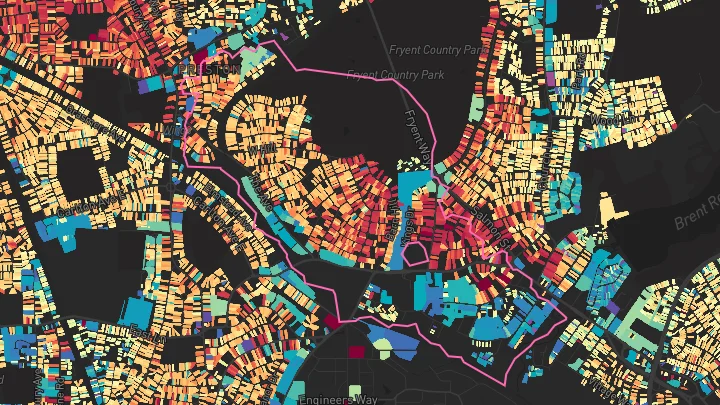 House price heatmap showing property values across Wembley Park