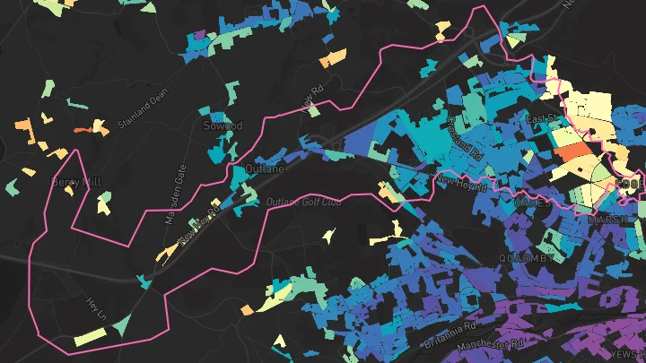 House price heatmap showing property values across Huddersfield
