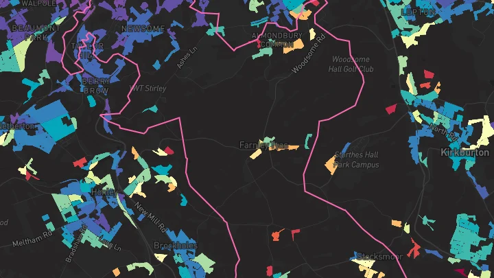 House price heatmap showing property values across Huddersfield