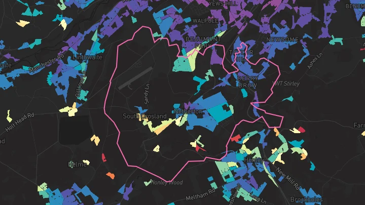 House price heatmap showing property values across Netherton
