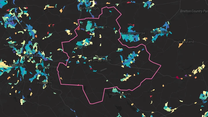 House price heatmap showing property values across Shelley