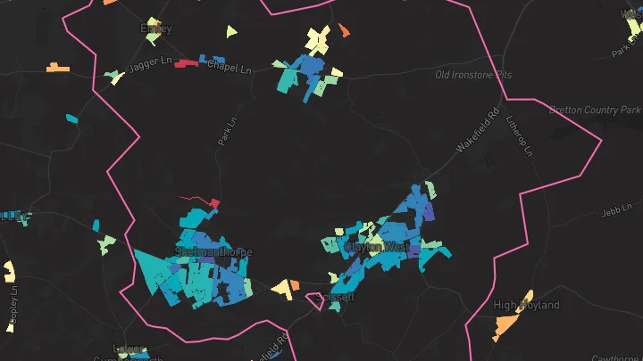 House price heatmap showing property values across Skelmanthorpe