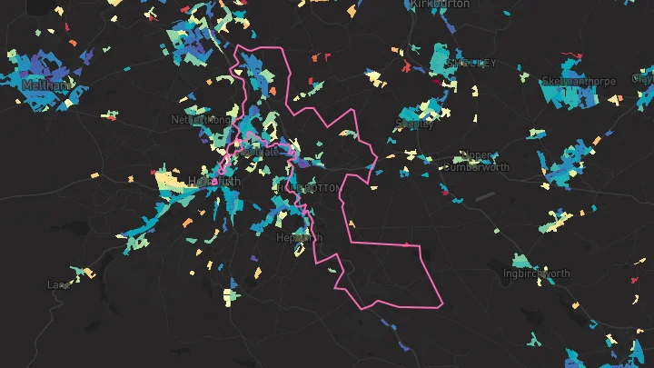 House price heatmap showing property values across New Mill