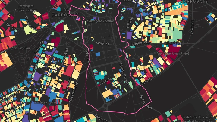 House price heatmap showing property values across Harrogate
