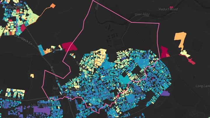 House price heatmap showing property values across Harrogate