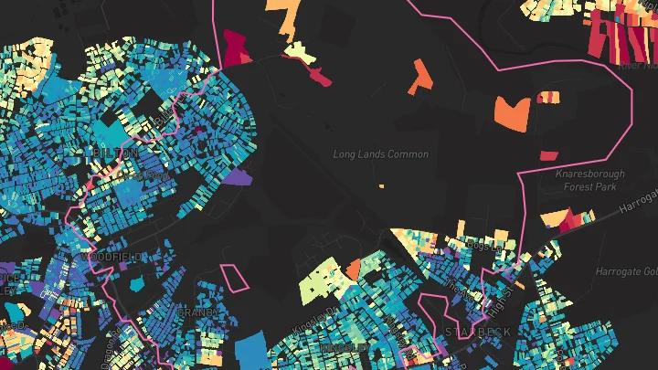House price heatmap showing property values across Harrogate