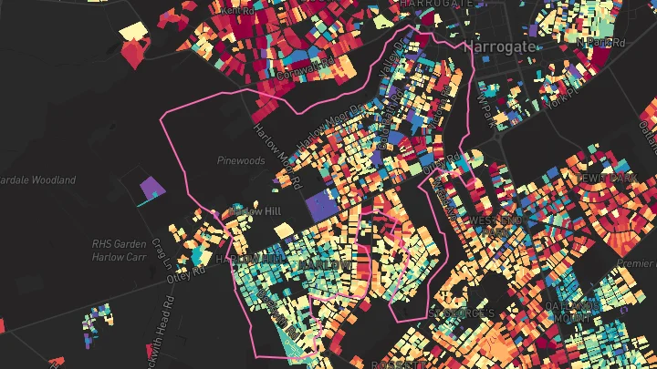 House price heatmap showing property values across Harrogate
