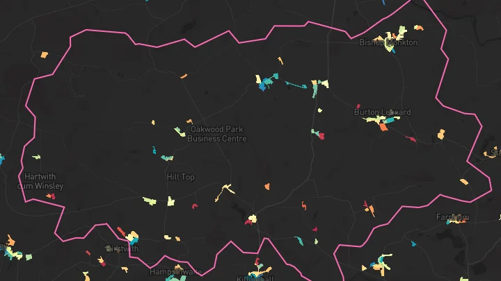 House price heatmap showing property values across Bishop Monkton
