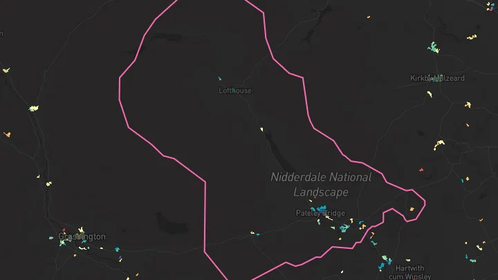 House price heatmap showing property values across Pateley Bridge