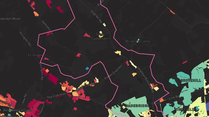 House price heatmap showing property values across Hemel Hempstead