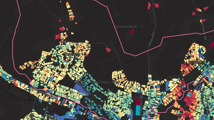 House price heatmap showing property values across High Wycombe