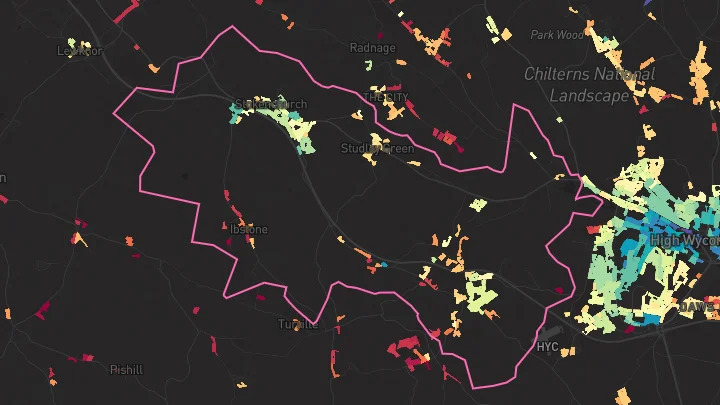 House price heatmap showing property values across Stokenchurch