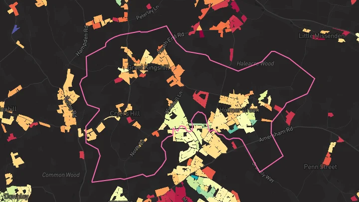 House price heatmap showing property values across Holmer Green