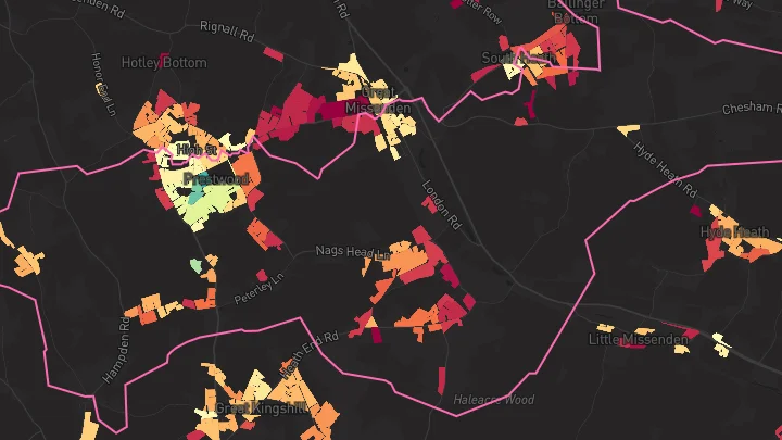 House price heatmap showing property values across Prestwood