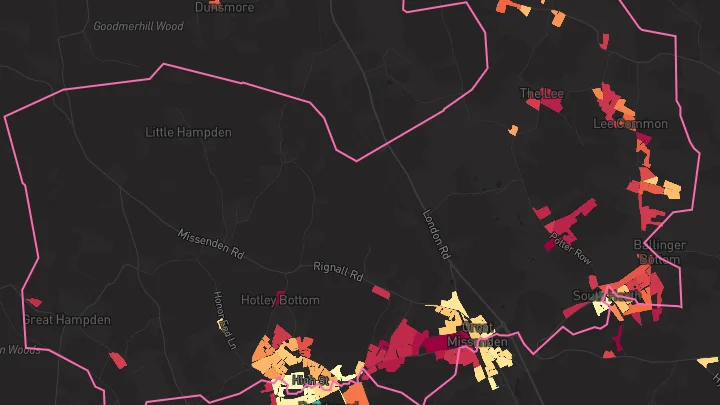 House price heatmap showing property values across Prestwood