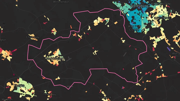House price heatmap showing property values across Haddenham