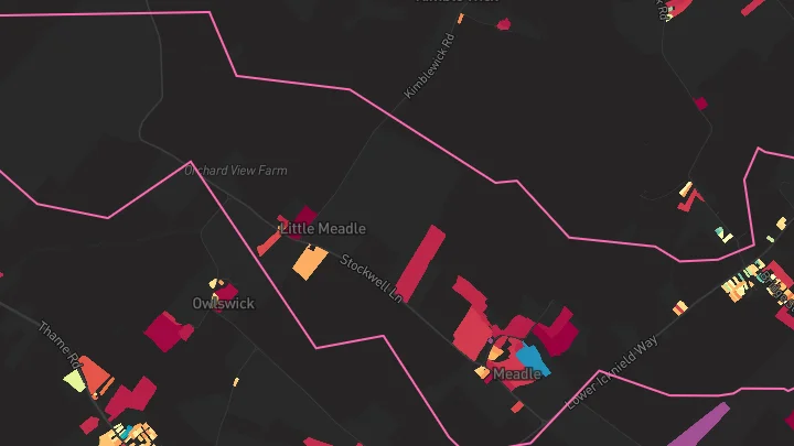 House price heatmap showing property values across Great Kimble