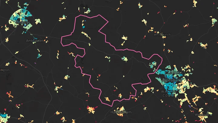 House price heatmap showing property values across Waddesdon