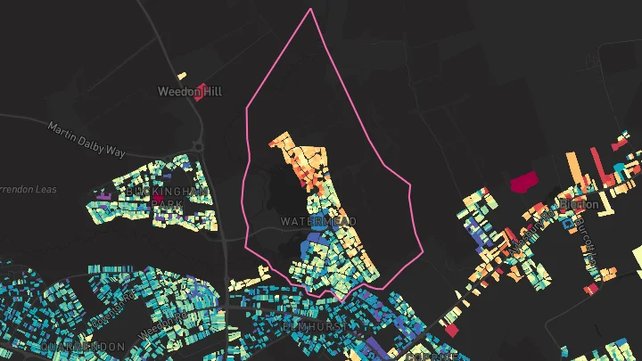 House price heatmap showing property values across Aylesbury