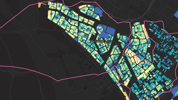 House price heatmap showing property values across Aylesbury